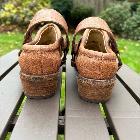 Frye Carson Belted Harness Mules Brown Leather Moto Clog Women’s 9 - Picture 6 of 14